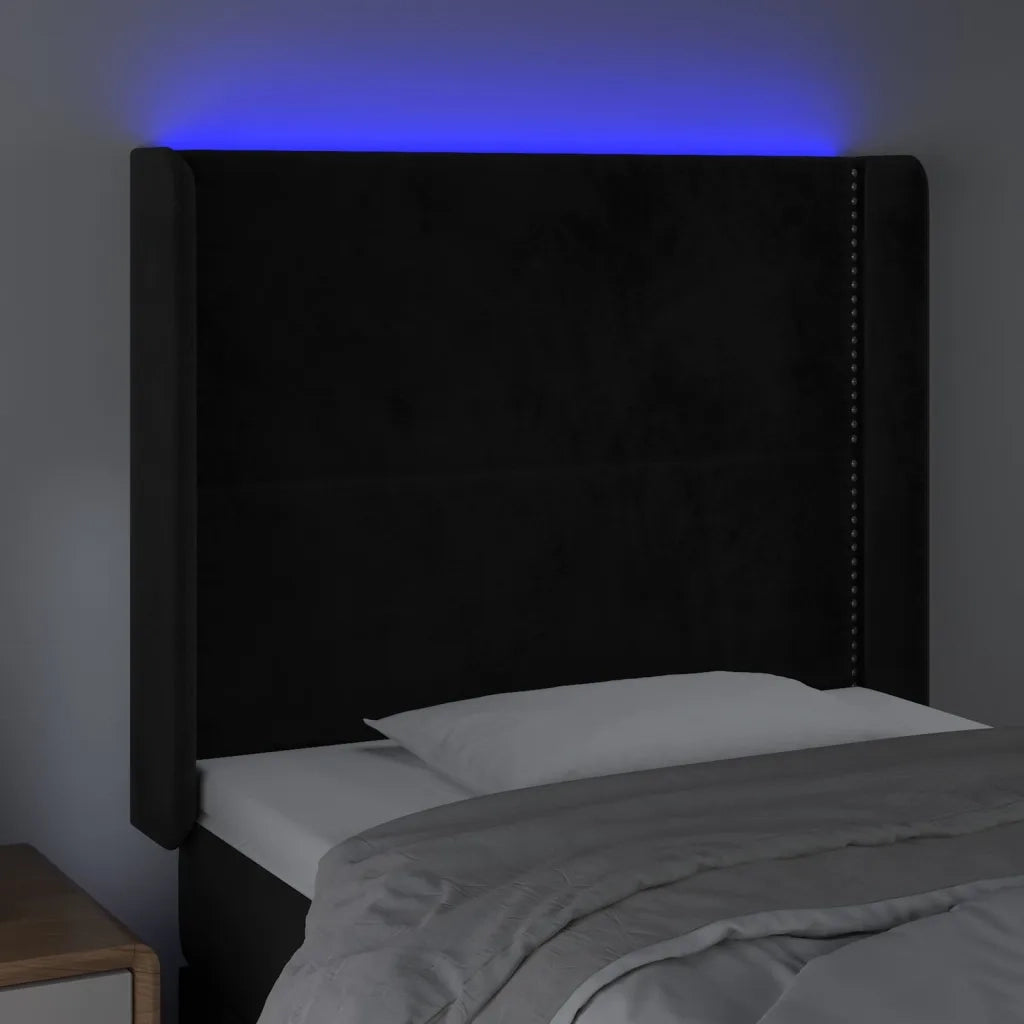 Testiera a LED nero 93x16x118/128 cm in Velluto 3123946