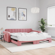 Divano Letto Estraibile con Materassi Rosa 100x200 cm Velluto 3196963