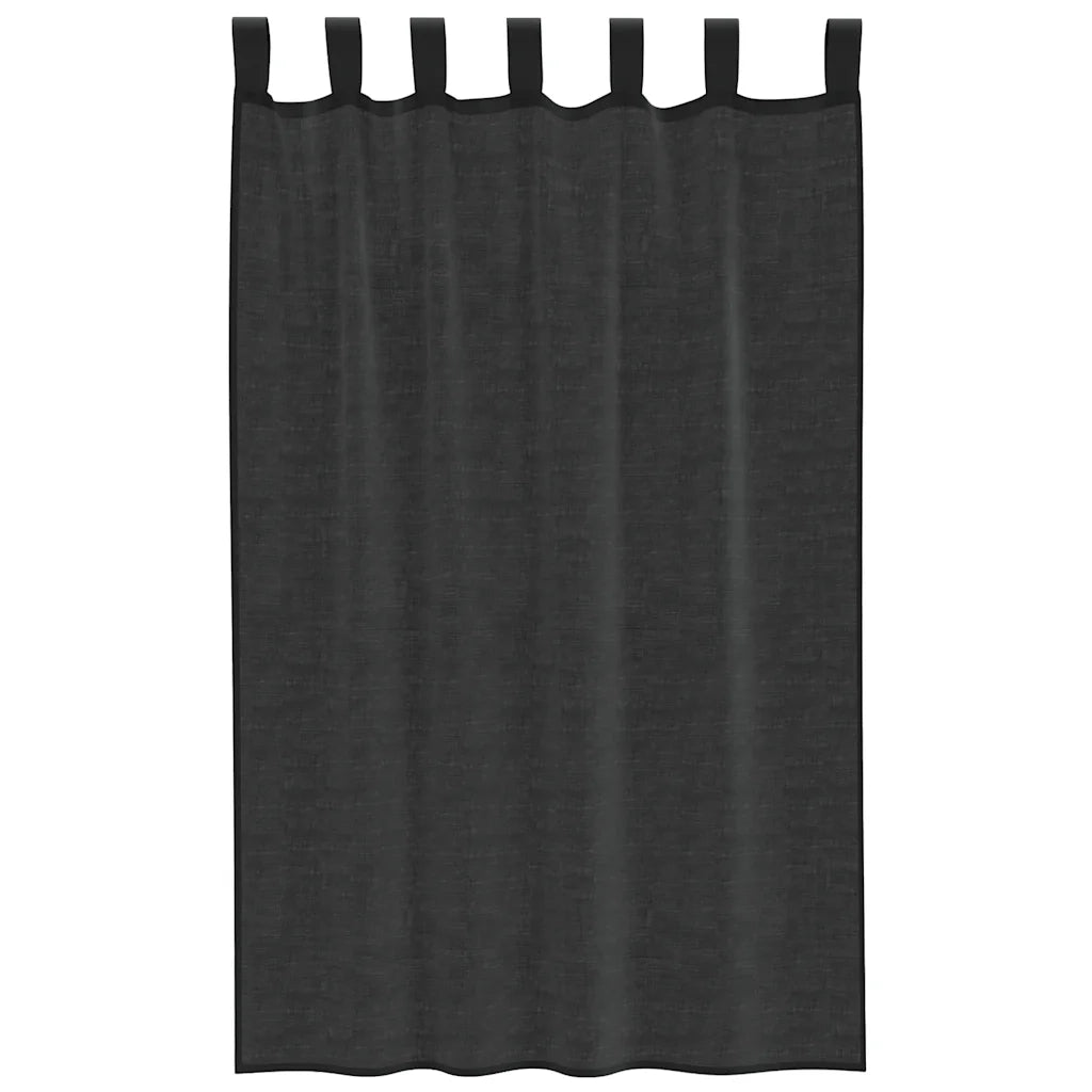Tende in Voile con Linguetta 2 pz Nero 4102257
