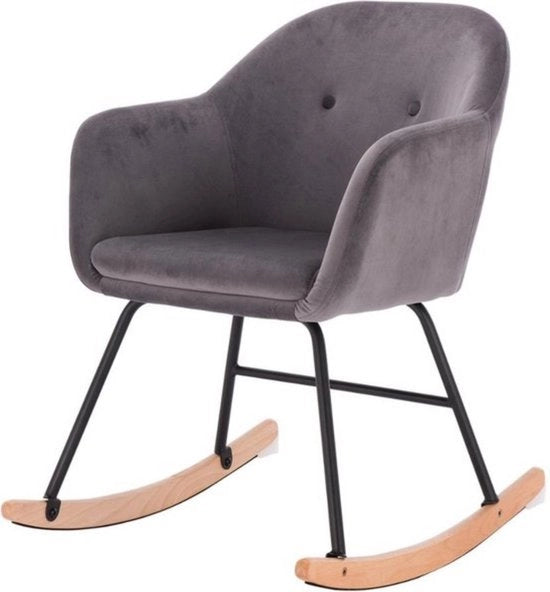 Sedia oscillante in velluto - robusta e confortevole - design moderno - sensazione di relax - colore grigio scuro - 80x48x69 cm