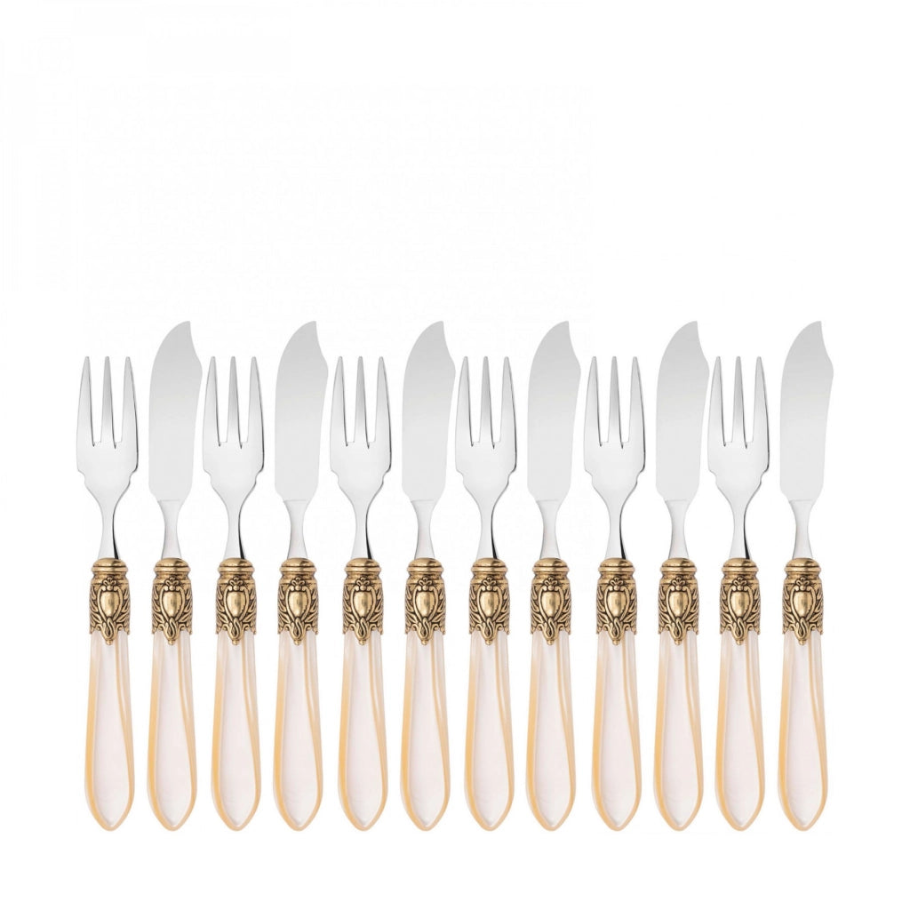 OXFORD Ghiera Dorata, Posate Set 12 Pz Pesce, Scatola Gallery,