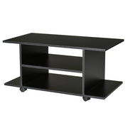 EasyComfort Mobile TV Moderno con Ripiani, Mobiletto Porta TV da 42" con Ruote Girevoli a Freni, 2 Piccolo Ripiani Laterali per Soggiorno e Camera da Letto, 80x40x40 cm, Nero