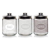 Set 3 Barattoli da Cucina in Vetro Sale Zucchero Caffè Dune 800 cc