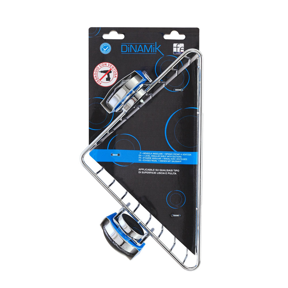 Mensola Angolare Doccia con Ventosa 1 Ripiano Cestello Dinamik