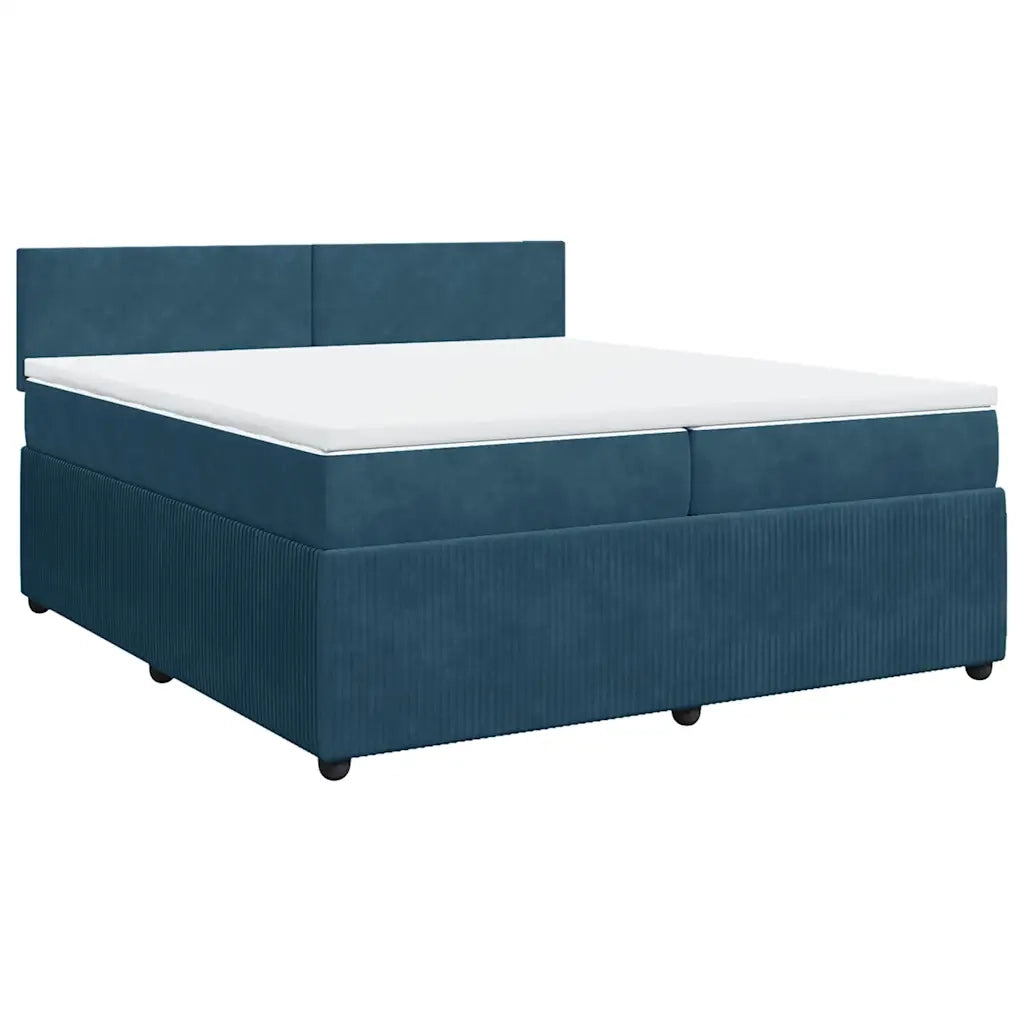 vidaXL Giroletto a Molle con Materasso Blu 200x200 cm in Velluto