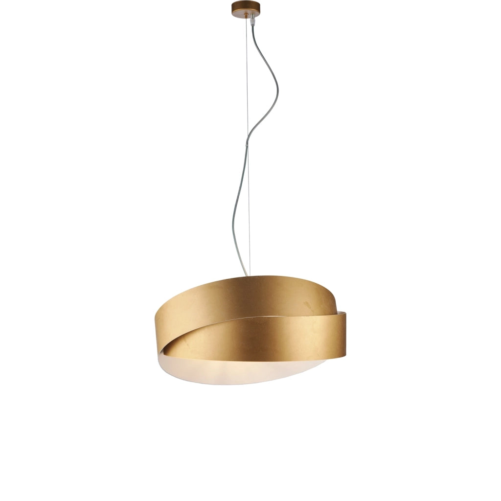 Sospensione Moderna Astro 2 Luci Ferro Laccato Oro Con Bianco