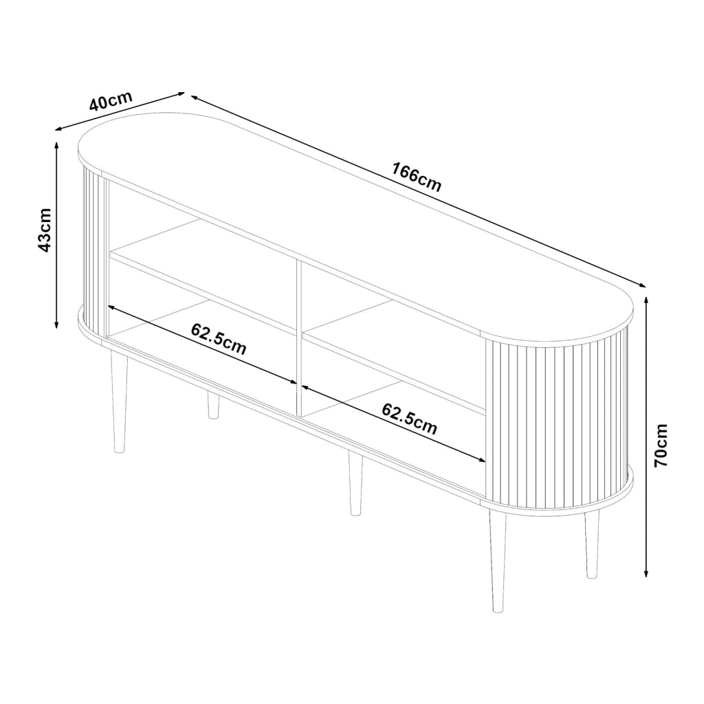 Mobile Contenitore Mapia con Ante Scorrevoli Credenza Bassa Madia 166x40x70 cm Effetto Noce [en.casa]