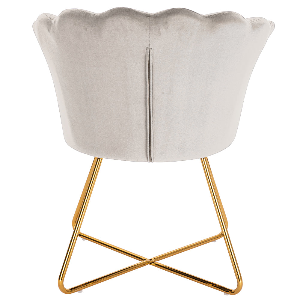 Poltrona Sedia Relax con Schienale e Seduta in Velluto Beige Struttura Metallo