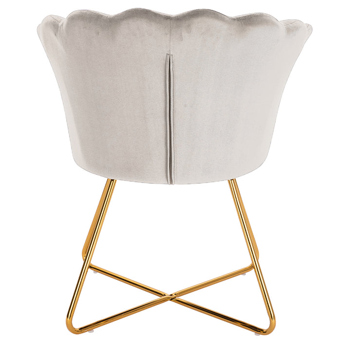 Poltrona Sedia Relax con Schienale e Seduta in Velluto Beige Struttura Metallo