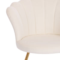 Poltrona Sedia Relax con Schienale e Seduta in Velluto Beige Struttura Metallo