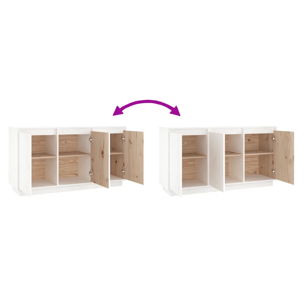 Credenza | Madia | Buffet da pranzo | Armadio da pranzo Bianca 111x34x60 cm in Legno Massello di Pino