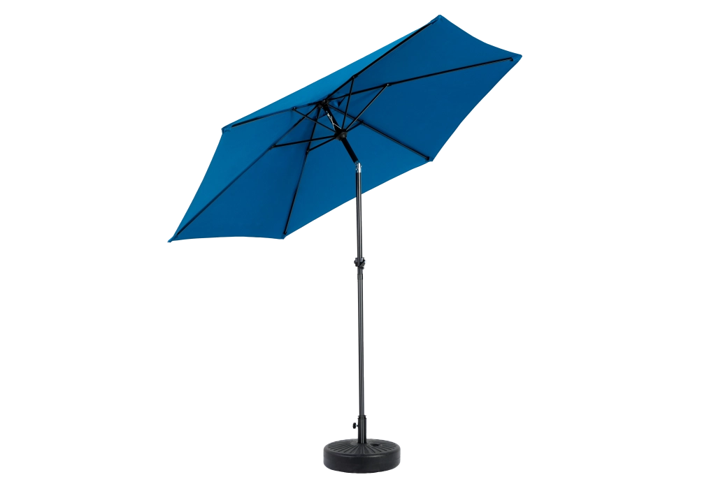 Ombrellone da esterno rettangolare grande, bifacciale, da 2,7 m, con manovella (blu) (senza base)