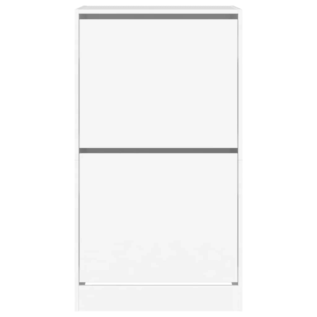 Scarpiera mobiletto portascarpe mobile ingresso/corridoio/soggiorno 2 cassetti a ribalta 60 x 42 x 108 cm bianco 02_0021329