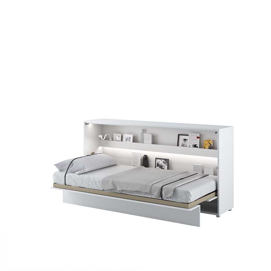 Lenart bed Concept letto da parete orizzontale cm211x46-118x107H Bianco Lucido