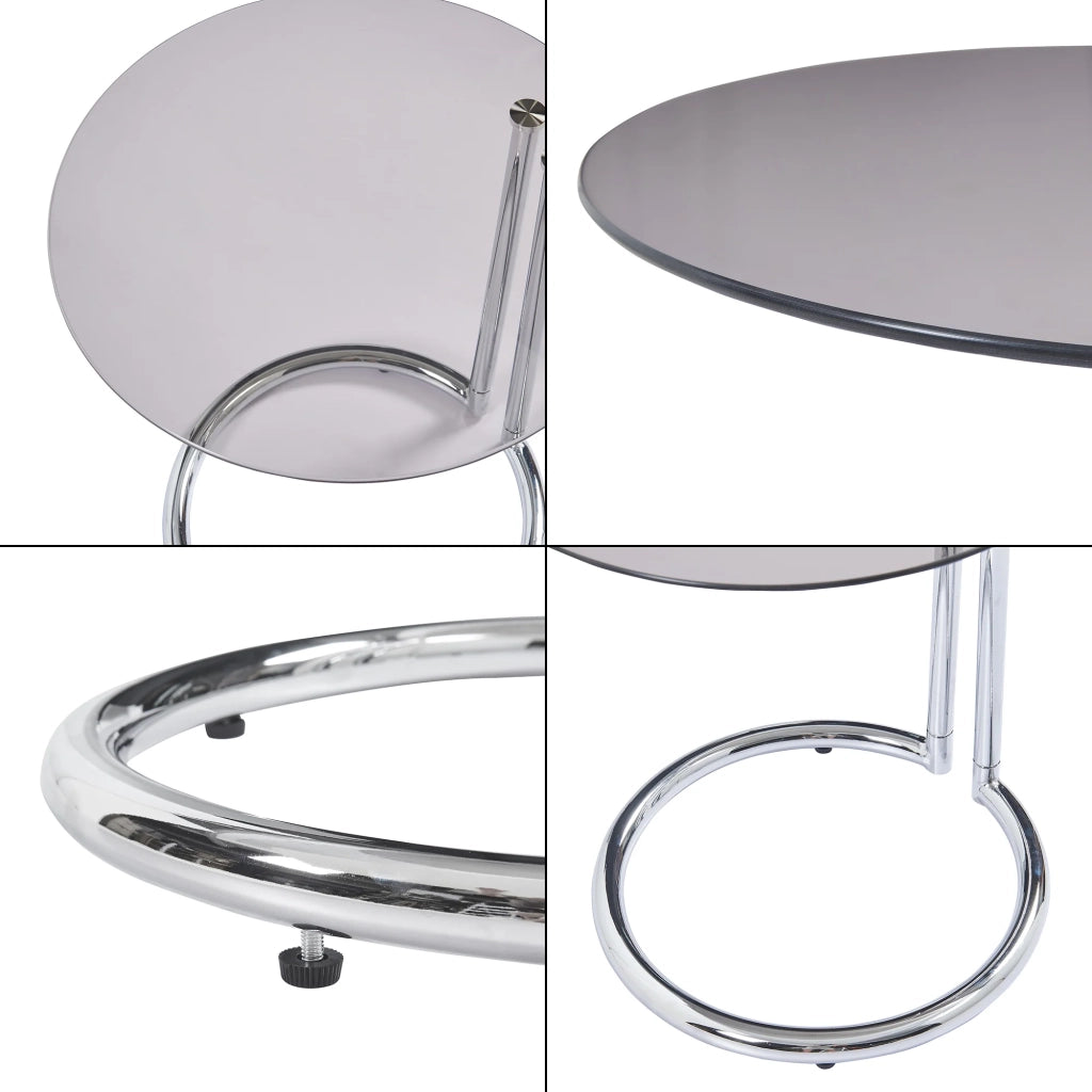 Tavolino in vetro temperato 46 x 45 cm vetro bronzo cromato 03_0010978