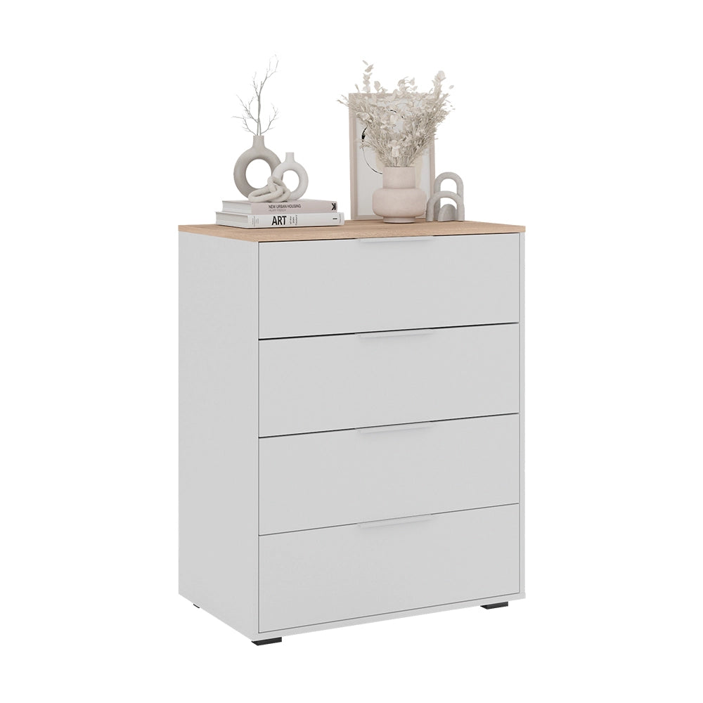 Vicco Credenza Bianco/Sonoma 30 x 83.6 cm con 4x cassetti