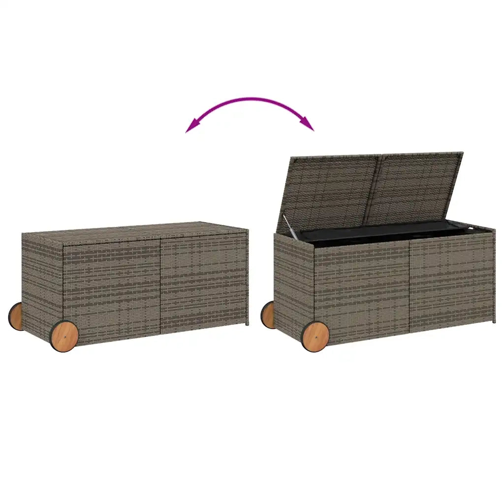 Contenitore da Giardino con Ruote Grigio 283L in Polyrattan CFW2306774