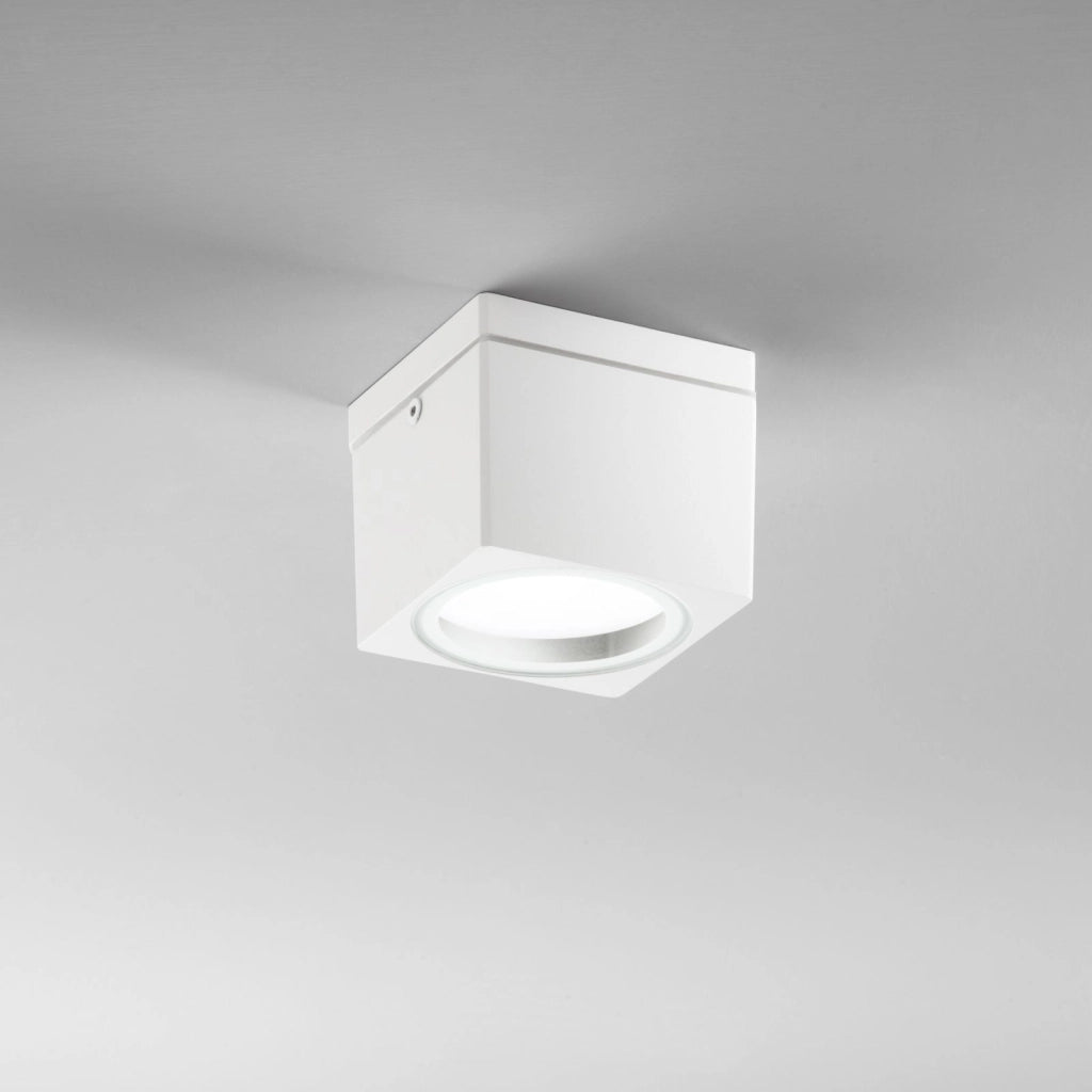 PLAFONIERA TOWER BIANCA QUADRATA 1 LUCE ATTACCO GX53 IP54 9X9X7,2CM