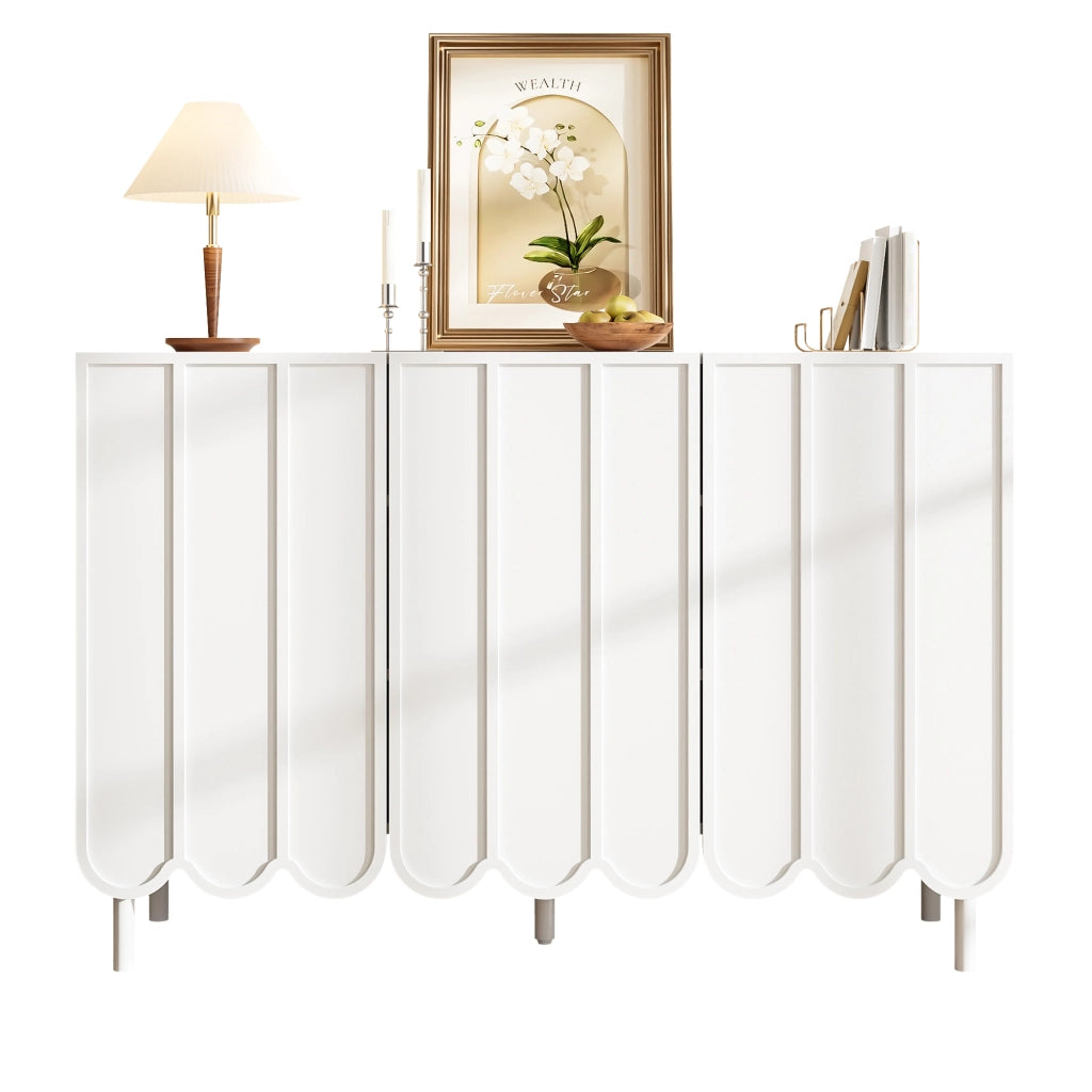 Madia con 3 Ante; Ripiani Regolabili e Sistema Rebound per Soggiorno o Ingresso in MDF 120 × 35 × 80 cm Bianco