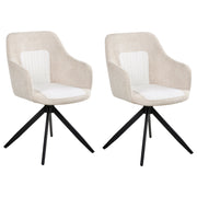 Set di 2 sedie da pranzo girevoli Rivestimento in ecopelle beige chiaro Base con gambe in metallo Sala da pranzo