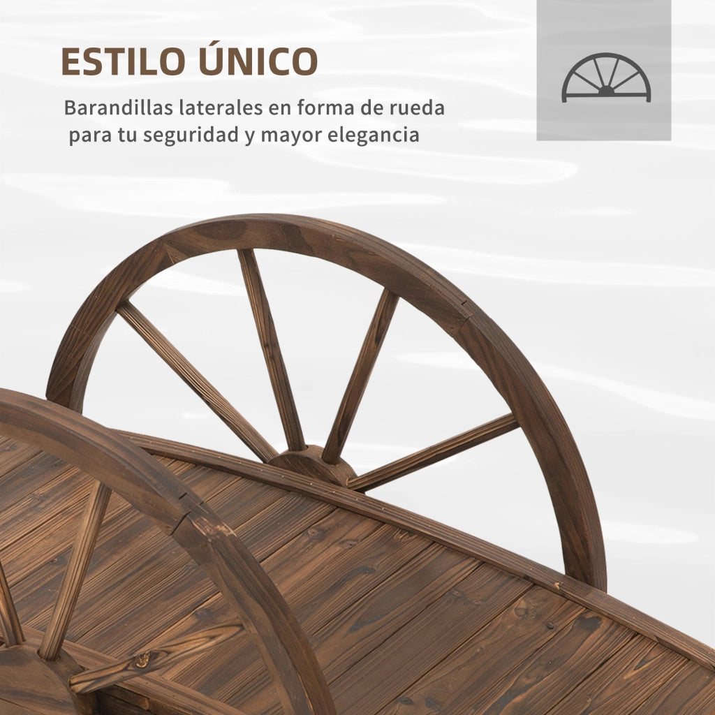 Ponte da giardino in legno ¨C zephmum ¨C carbonizzato 100x50x37 cm