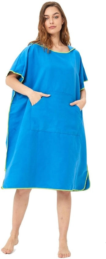 Poncho Microfibra per Adulti - Impermeabile - Cappuccio - Capo di Lusso Leggero - Dimensioni 110 x 90 cm