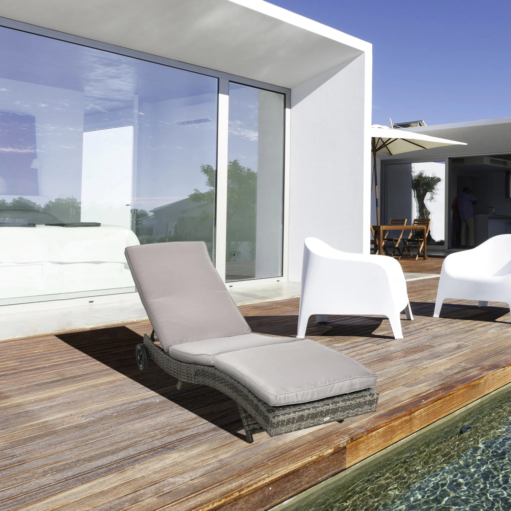 Sdraio da Giardino in Polyrattan ¨C Zephmum ¨C Grigio, 207x70x70 cm