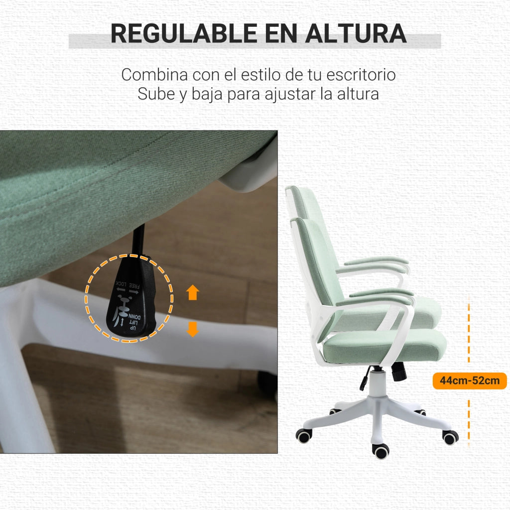 Sedia da Ufficio Girevole e Basculante con Braccioli Regolabile in Altezza ¨C zephmum ¨C Verde 62x69x92-100 cm