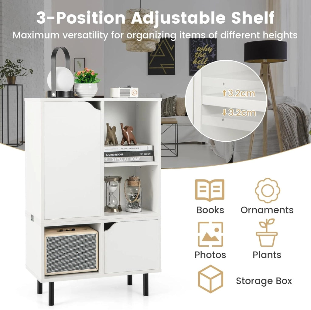 Libreria Mobile Portaoggetti a 5 Cubi, Mobile a Cubo con Kit Anti-Ribaltamento, Scaffale per Camera da Letto, Biblioteca Bianca per Soggiorno, Ufficio, Ingresso