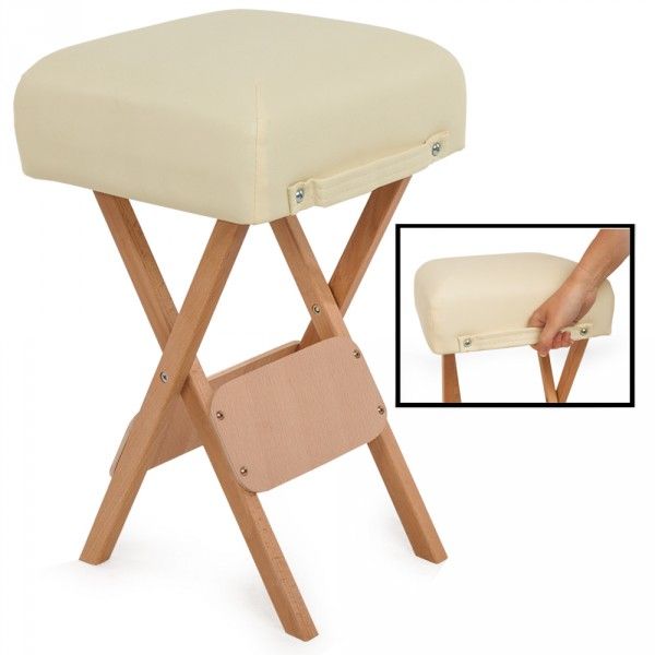 Kit massaggio professionale sgabello + cuscino mezzo cilindro + cuscino rullo beige 08_0000470