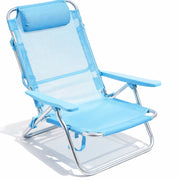 Spiaggina Relax Pieghevole Da Mare Con Telaio In Alluminio Seduta In Textilene Traspirante Poggiatesta Integrato E Braccioli Ergonomici Per Campeggio Outdoor 53 x 62 x 77 Cm Azzurro