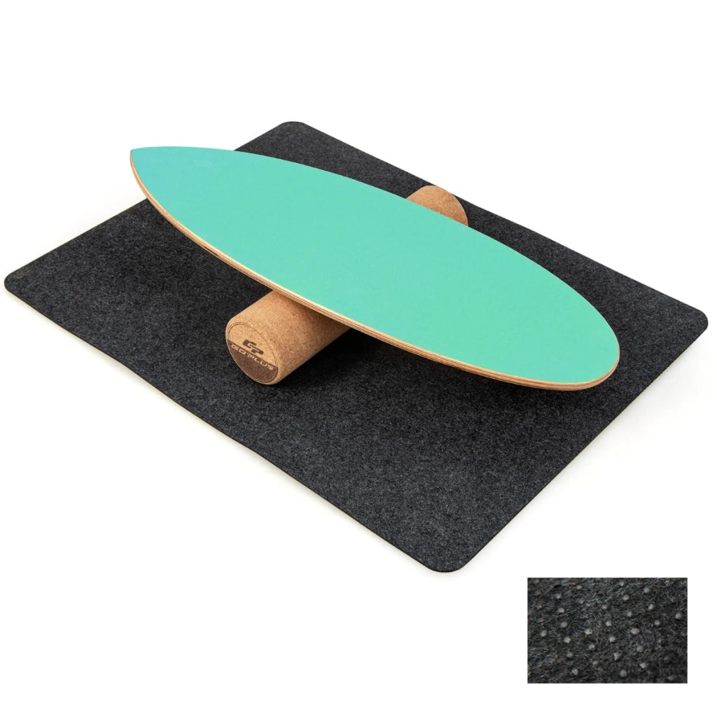 Balance board 75 x 25,5 x 13 cm set da 1 con rullo in sughero e tappetino in legno antiscivolo verde 20_0013135