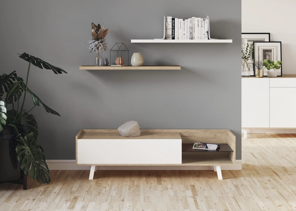 Mensola da parete Herdasa effetto rovere 90x18x2