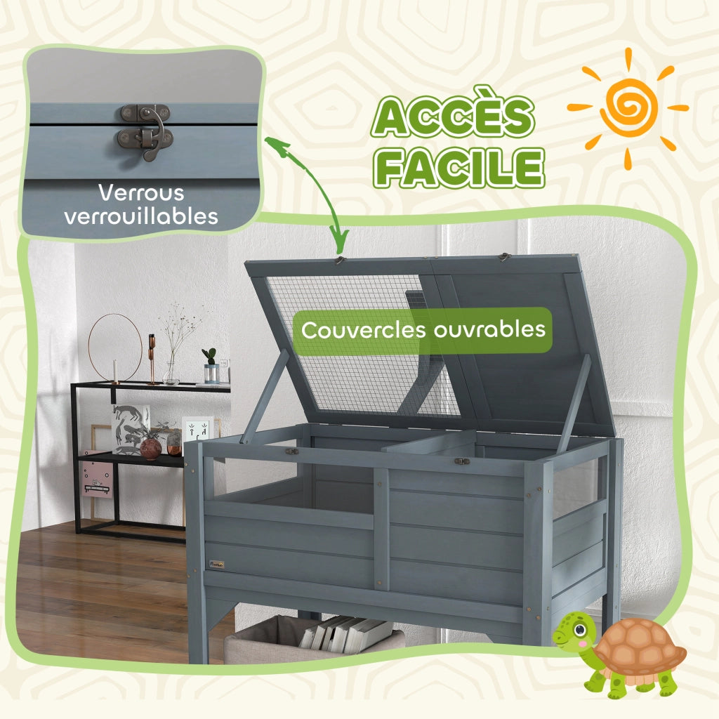 Recinto per Tartarughe con Scaffale Legno ¨C zephmum ¨C 103x84x51 cm