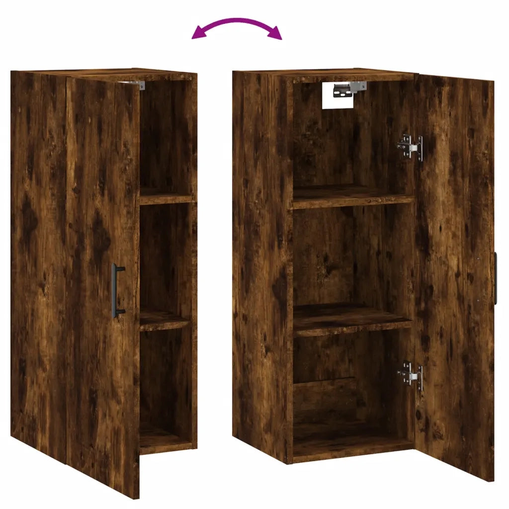Armadietto a Muro | Mobile a Parete Rovere Fumo 34,5x34x90 cm