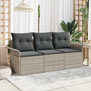 Set di Divani da Giardino con Cuscini Grigio Chiaro Polyrattan