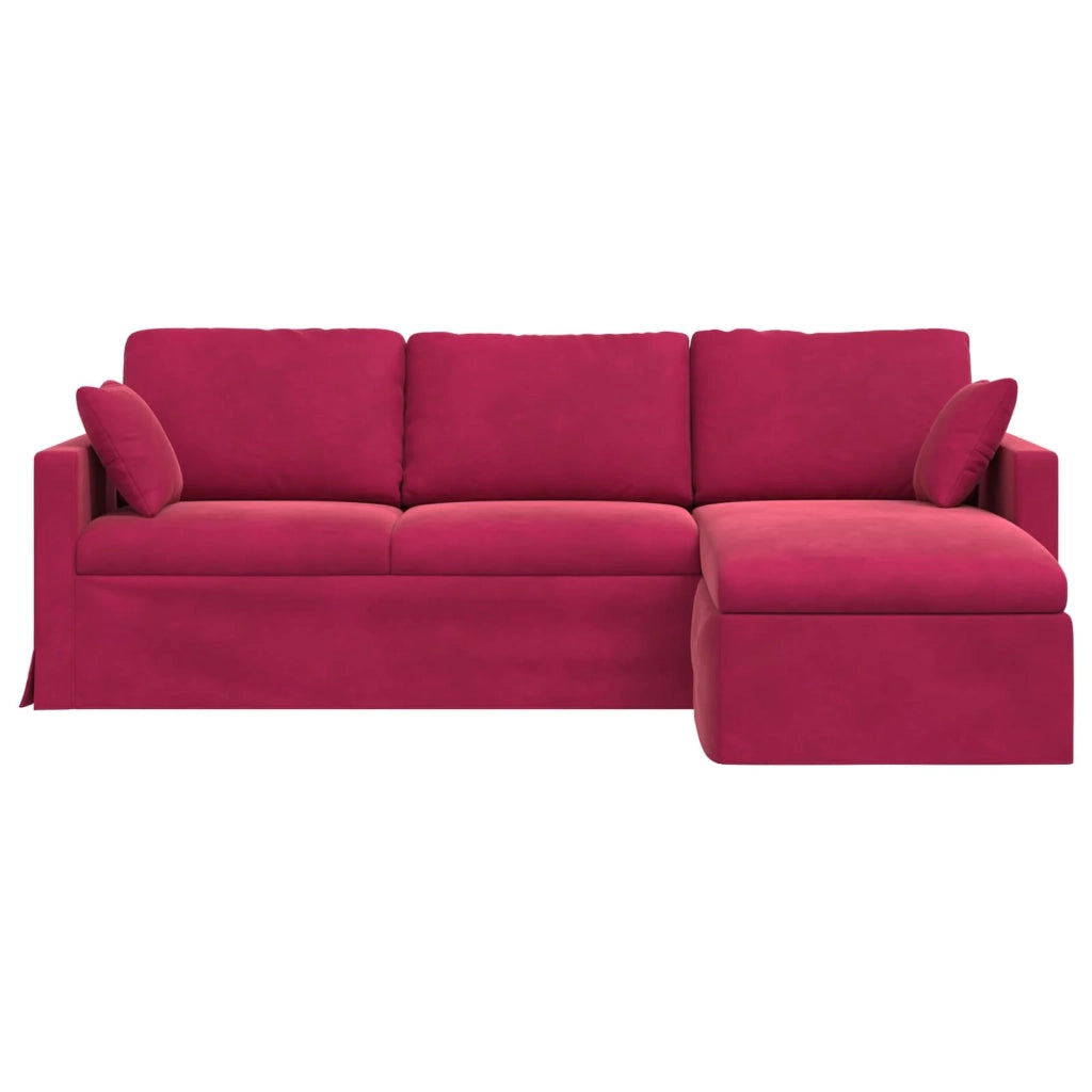 Divano Rosso Vino 228 x 134 x 80 cm Velluto