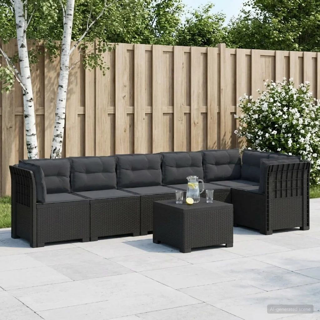 Divano da Giardino 6 Posti con Cuscini Aspetto Rattan PP 3444123