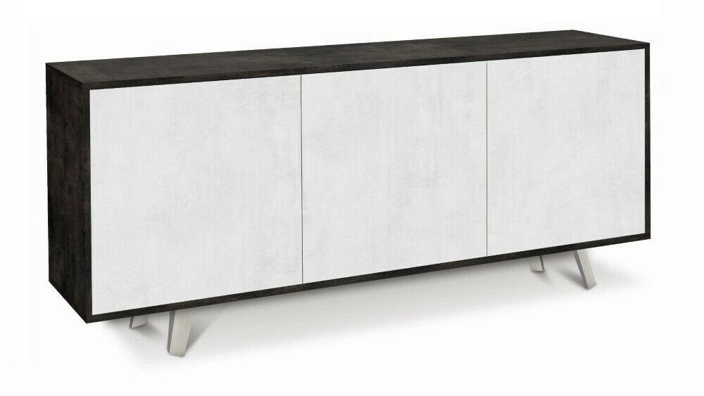 Mobile Madia 3 ante con apertura a spinta H74 L177 P41 struttura Nero ossido color bianco ossido 7073k Sarmog
