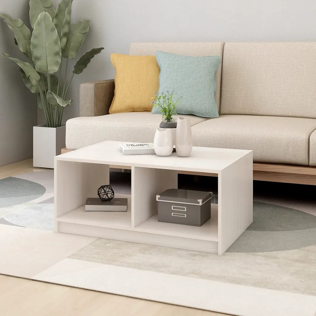 Tavolino da salotto | Tavolino da caff¨¨ | Tavolino da Soggiorno Bianco 75x50x33,5 cm Legno Massello di Pino