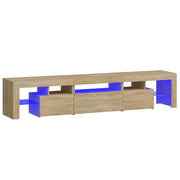 Mobile TV multimediale mensola TV credenza mobile TV sala da pranzo soggiorno camera da letto con luci LED rovere Sonoma 200 x 36,5 x 40 cm marrone 02_0026768