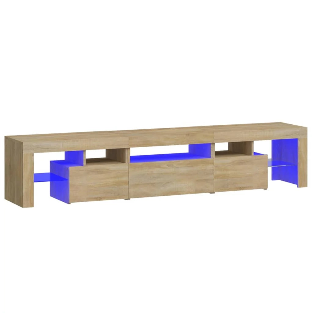 Mobile TV multimediale mensola TV credenza mobile TV sala da pranzo soggiorno camera da letto con luci LED rovere Sonoma 200 x 36,5 x 40 cm marrone 02_0026768