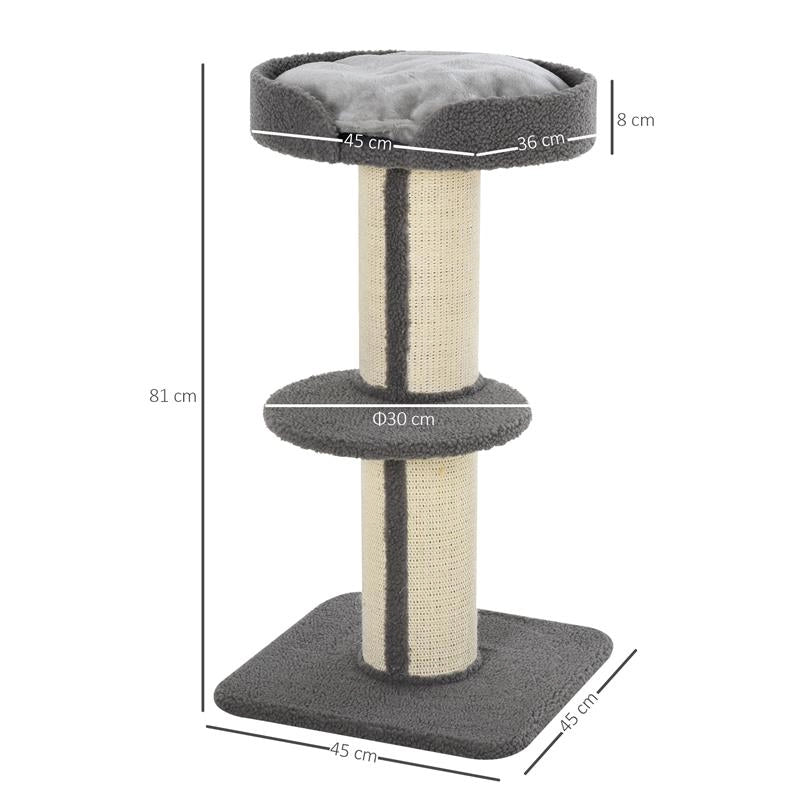 TIRAGRAFFI AD ALBERO PER GATTI CON CUCCIA CUSCINO RIVESTIMENTO GRIGIO