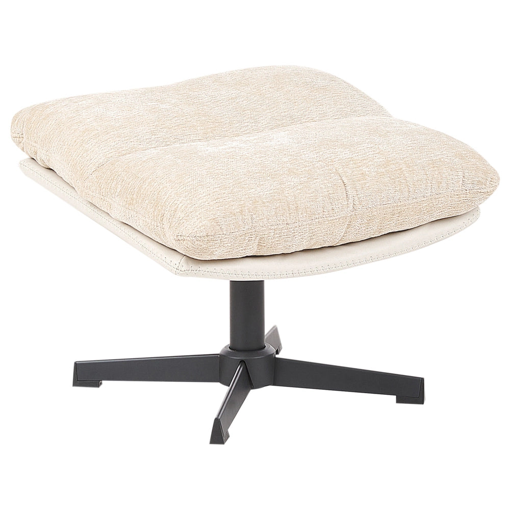 Poltrona girevole con poggiapiedi Beige Ciniglia Base singola Seduta imbottita