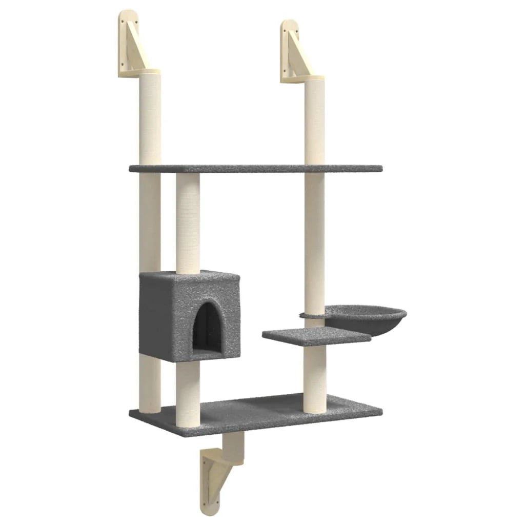 Tiragraffi per gatti Mobili per arrampicata su torre Raschietto per gatti Piattaforma da arrampicata da parete con tiragraffi scuro 153 cm grigio 02_0022781