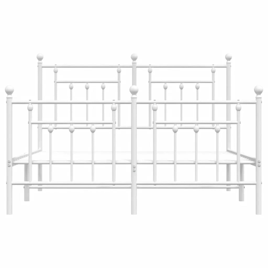 Letto matrimoniale | Letto per adulti | Giroletto con Testiera e Pediera Metallo Bianco 140x190 cm