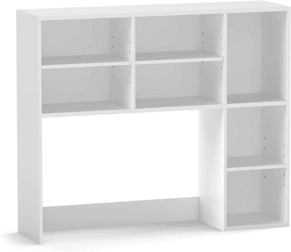 Scaffale da scrivania con 7 scomparti aperti, mobile organizer su tavolo con kit antiribaltamento, 94 x 25 x 79 cm, scaffale per riporre piante, generi e libri (bianco)