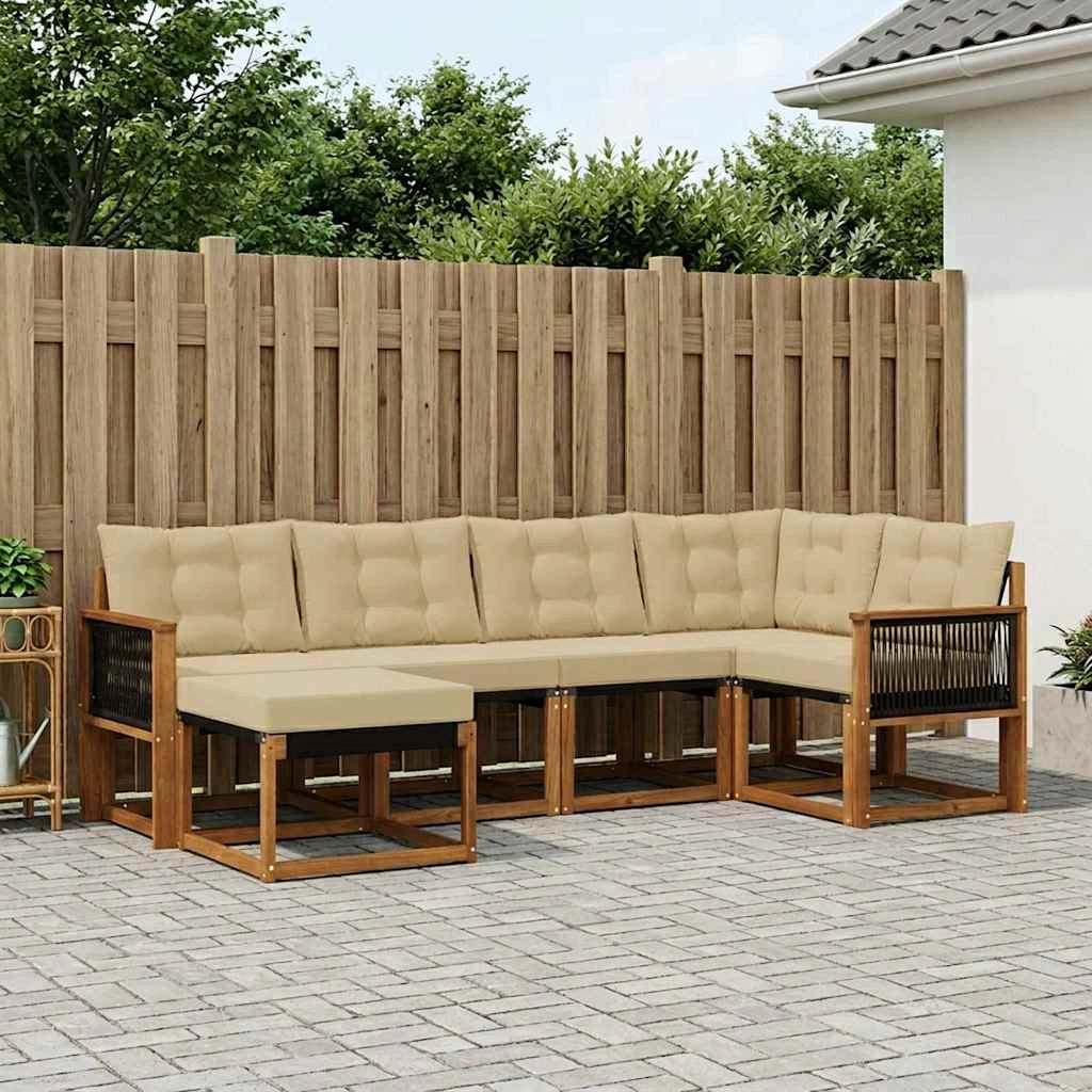 Set di divani da esterno 6 pz Naturale e Beige 3382065