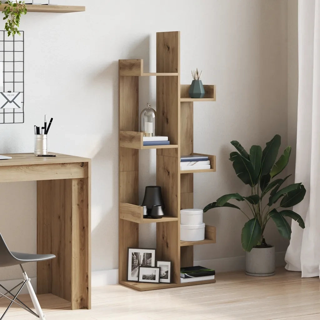 Libreria-Scaffale per Libri-Mobile di Stoccaggio Rovere Artigianale 48x25,5x140 cm Legno Multistrato