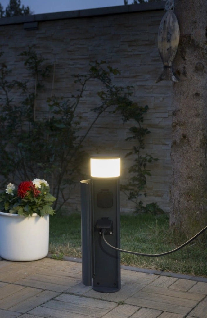 Paletto luce con prese 230V G9 grigio scuro IP54 SU-MA EL3113